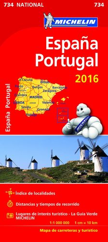 MAPA ESPAÑA PORTUGAL 2016 MICHELIN NATIONAL 734