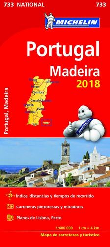 MAPA DE CARRETERAS PORTUGAL Y MADEIRA 2018 MICHELIN