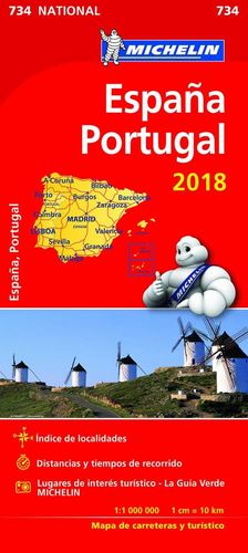MAPA DE CARRETERAS ESPAÑA Y PORTUGAL 2018 MICHELIN