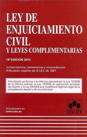 LEY DE ENJUICIAMIENTO CIVIL Y LEYES COMPLEMENTARIAS 19 ED.