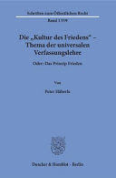 DIE 'KULTUR DES FRIEDENS'