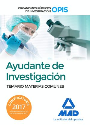 AYUDANTE DE INVESTIGACION TEMARIO MATERIAS COMUNES 2017