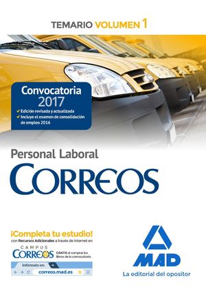 PERSONAL LABORAL CORREOS TEMARIO VOL.1 2017