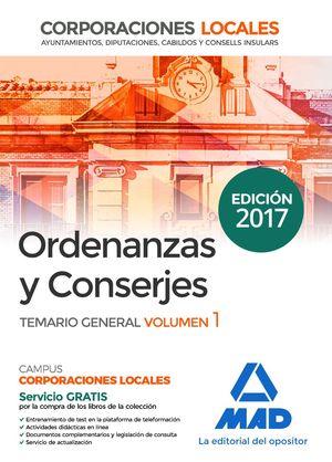 ORDENANZAS Y CONSERJES CORPORACIONES LOCALES TEMARIO 1 2017