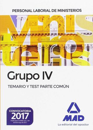 PERSONAL LABORAL MINISTERIOS TEMARIO TEST COMUN GRUPO 4