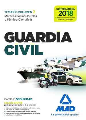GUARDIA CIVIL TEMARIO 2 2018 MATERIAS SOCIOCULTURALES Y TECNICO CIENTIFICAS