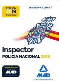 INSPECTOR POLICÍA NACIONAL TEMARIO VOLUMEN 1 (2019)