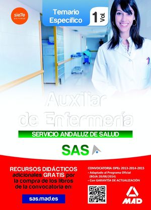 AUXILIAR ENFERMERÍA DEL SERVICIO ANDALUZ DE SALUD. TEMARIO ESPECÍFICO VOL 1