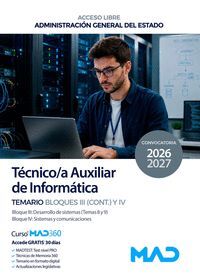 TEMARIO BLOQUES III Y IV TECNICO AUXILIAR DE INFORMATICA ESTADO ACCESO LIBRE 2026-2027